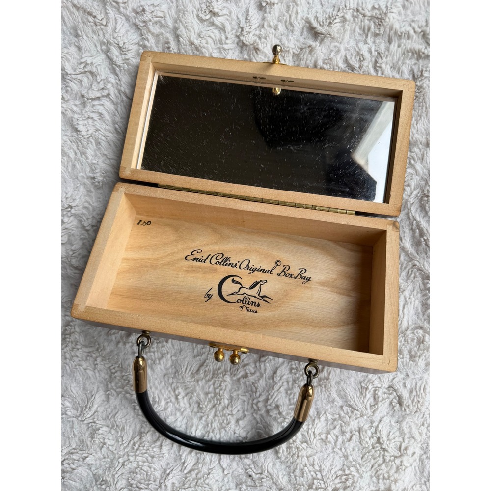 Enid Collins Original Box Bag LOVE Vintage Wood Top Handle Handbag Purse 1960s - Picture 9 of 17